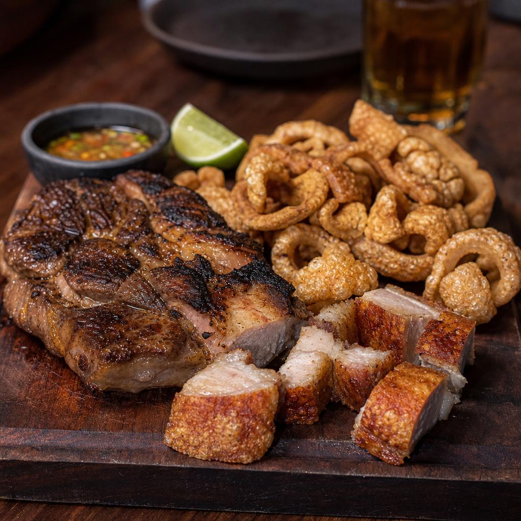 Bondiola y chicharrón crocante del barril